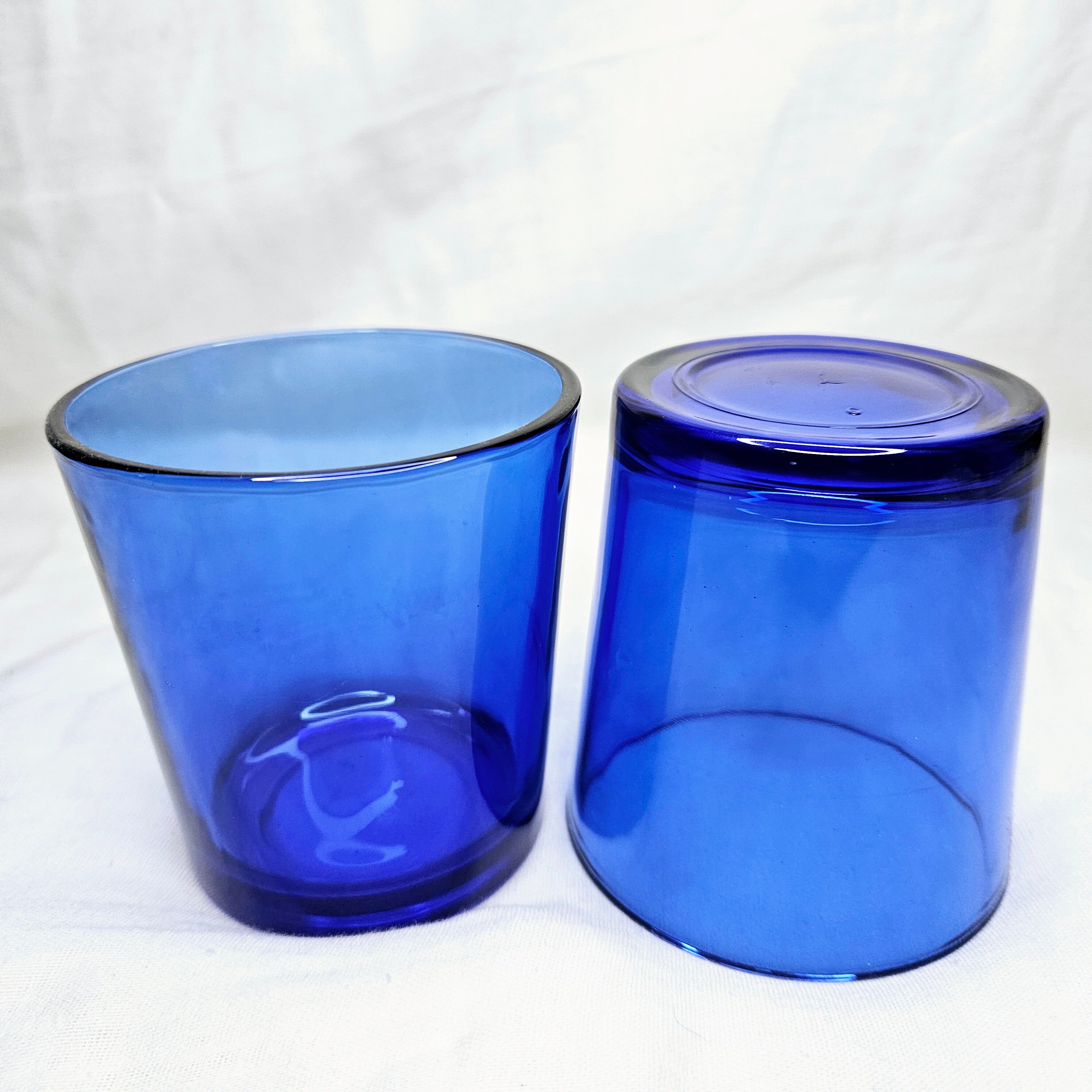 Cobalt Blue Glasses Set of 2, Vintage Libbey Cobalt Blue Drinking