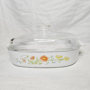 Vintage Corning Ware Casserole Dishes with Pyrex Glass Lids Wildflower A-10-B