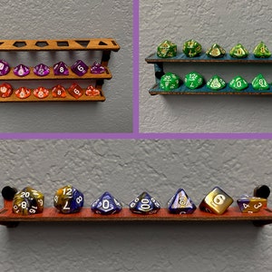 Wooden Wall Mounted Dice Holder and Display for Standard TTRPG Dice Set