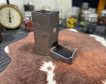 Custom Sleek Wooden Dice Tower For Tabletop RPG and Board Games