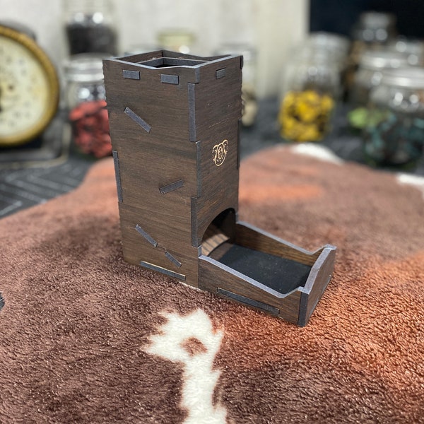 Custom Sleek Wooden Dice Tower For Tabletop RPG and Board Games