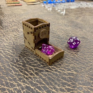 Compact TINY Custom Wooden Dice Tower For Tiny Dice Tabletop RPG and Board Games