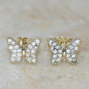 Solid Gold Butterfly Earrings: Dainty 14k Gold Studs