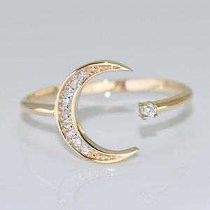 Moissanit Mond Stern Goldring: Minimalistischer Schmuck