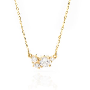 Solid Gold Dainty Cluster Necklace, Real Gold Premium Pendant, Handmade Fine Jewelry by Selanica