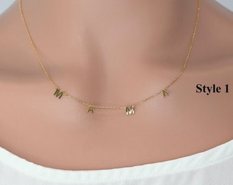 Solid Gold MAMA Necklace / Real Gold Dainty Mama Necklace / Handmade Necklace For Mom / Mothers Day Gift By Selanica