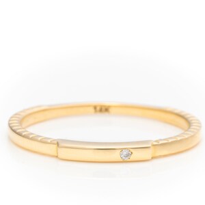 Solid Gold Stackable Ring / Real Gold Single Stone Ring / Premium Wedding Band / Handmade Fine Jewelry By Selanica