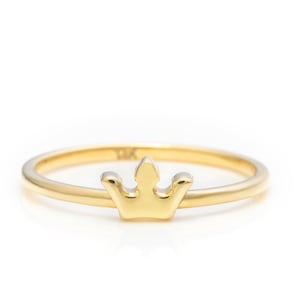 Solid Gold Dainty Crown Ring, Real Gold Premium Crown Ring, Handmade Fine Jewelry By Selanica