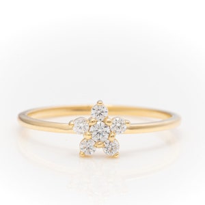 Solid Gold Floral Design Ring, Real Gold Premium Flower Ring, Handmade Fine Jewelry By Selanica