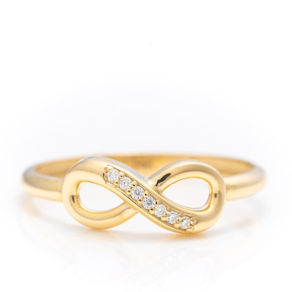 14k Solid Gold Iconic Infinity Ring, Unique Design Eternity Ring, Handmade Premium Fine Jewelry by Selanica