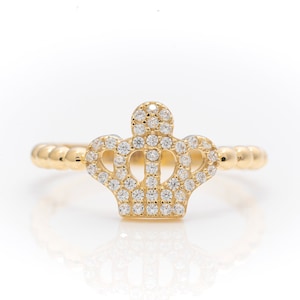 Solid Gold Crown Ring, Real Gold Premium Queen Ring, Handmade Fine Jewelry By Selanica