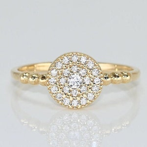 14k Solid Gold Round Ring, Premium Real Gold Ring, D Color VS/SI Clarity Moissanites, Handmade Fine Jewelry By Selanica