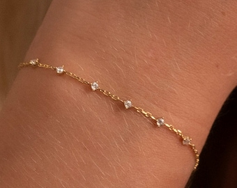 14k Solid Gold Dainty Bracelet, Real Gold Premium Minimalist Bracelet For Her, Handmade Fine Jewelry by Selanica