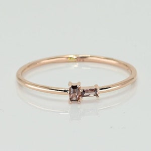 Solid Gold Alexandrite Baguette Ring: Handmade Fine Jewelry