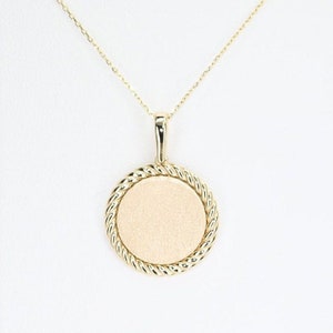14k Solid Gold Engravable Disc Pendant Charm: Fine Jewelry