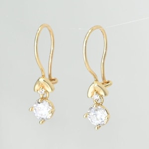 Solid Gold Drop Earrings Etsy
