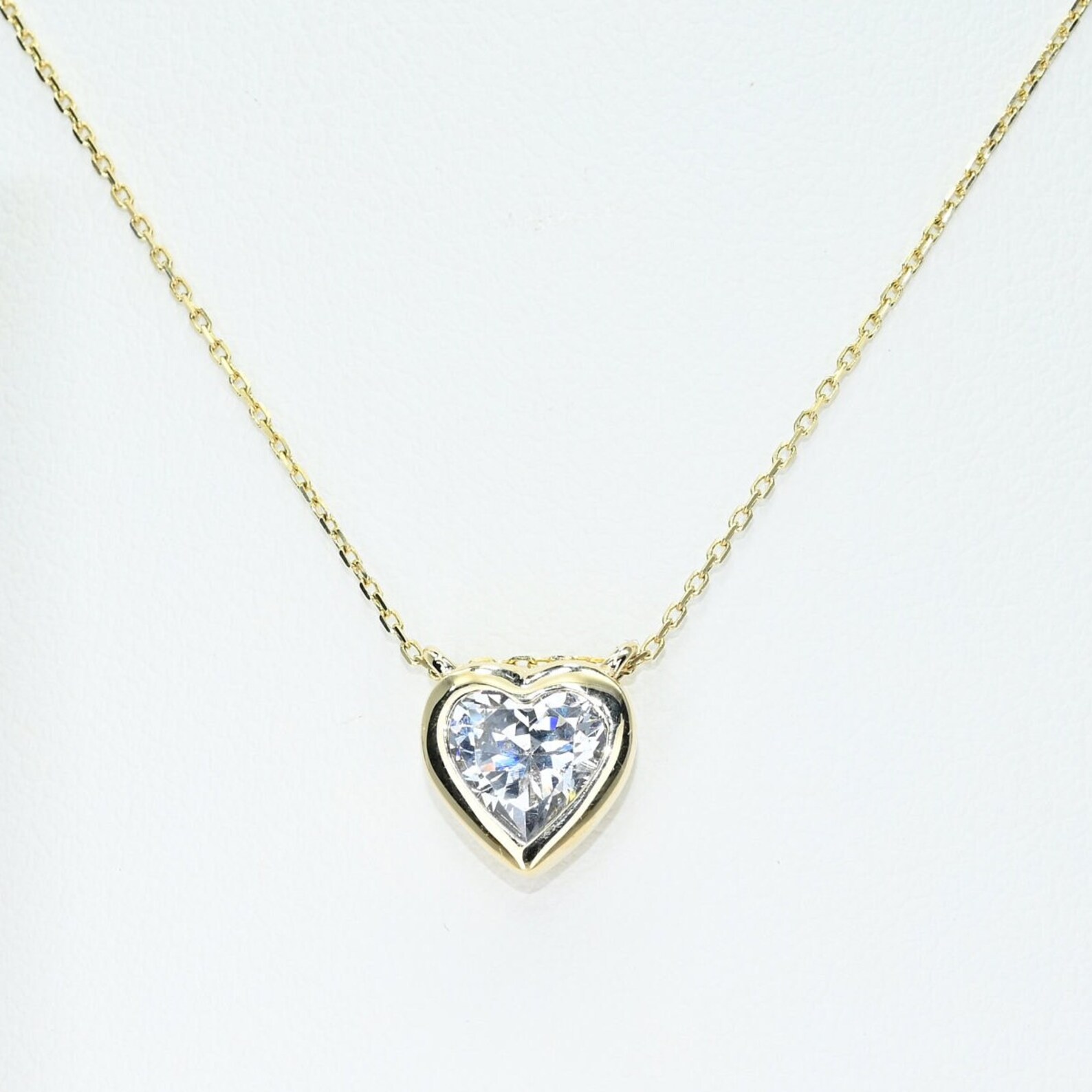 14k Solid Gold Heart Necklace Real Gold Birth Stone Heart Etsy