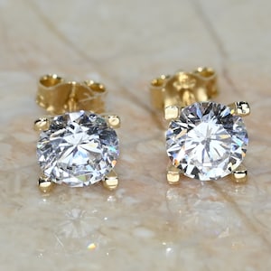 Solid Gold Dainty Stud Earring (Pair)  / Real Gold Earring For Her / Handmade Fine Jewelry By Selanica