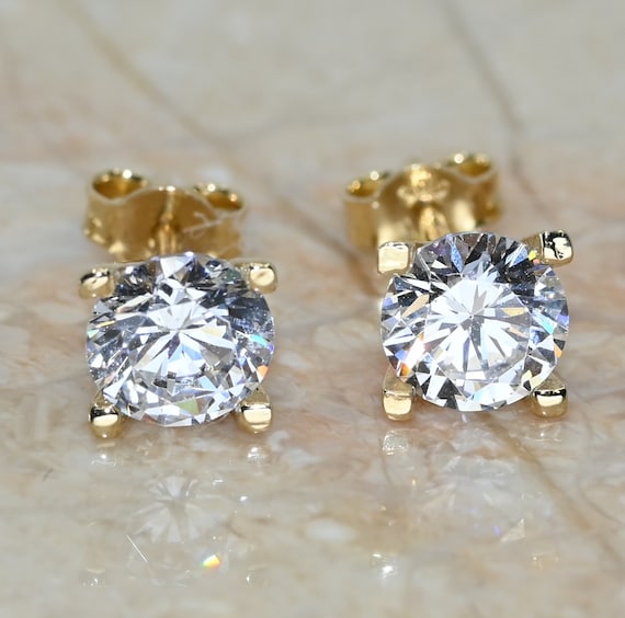 14k Solid Gold Dainty Stud Earring pair Real Gold Earring for