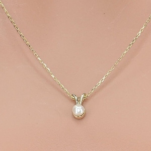 14k Solid Gold Pearl Necklace: Dainty Handmade Jewelry