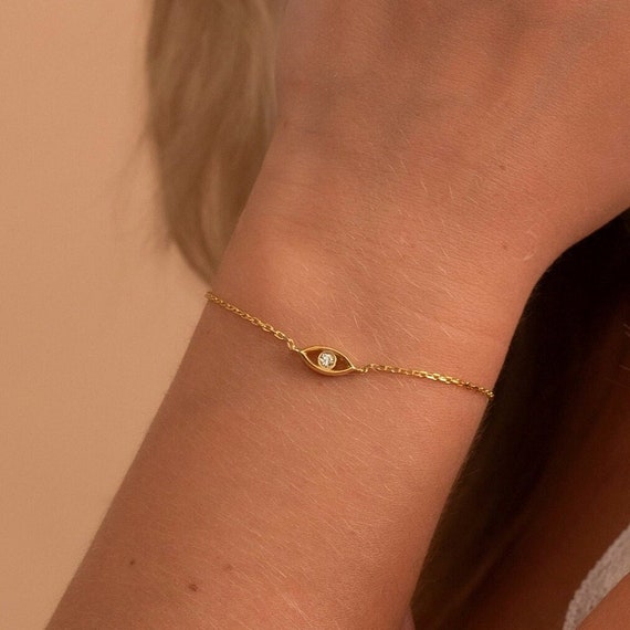 Bracciale Malocchio Oro 14K Con Ciondolo Coin E Catena Paperclip - Regolabile E Ipoallergenico