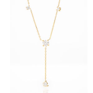 Solid Gold Lariat Necklace, Real Gold Premium Y Necklace, Handmade Fine Jewelry by Selanica