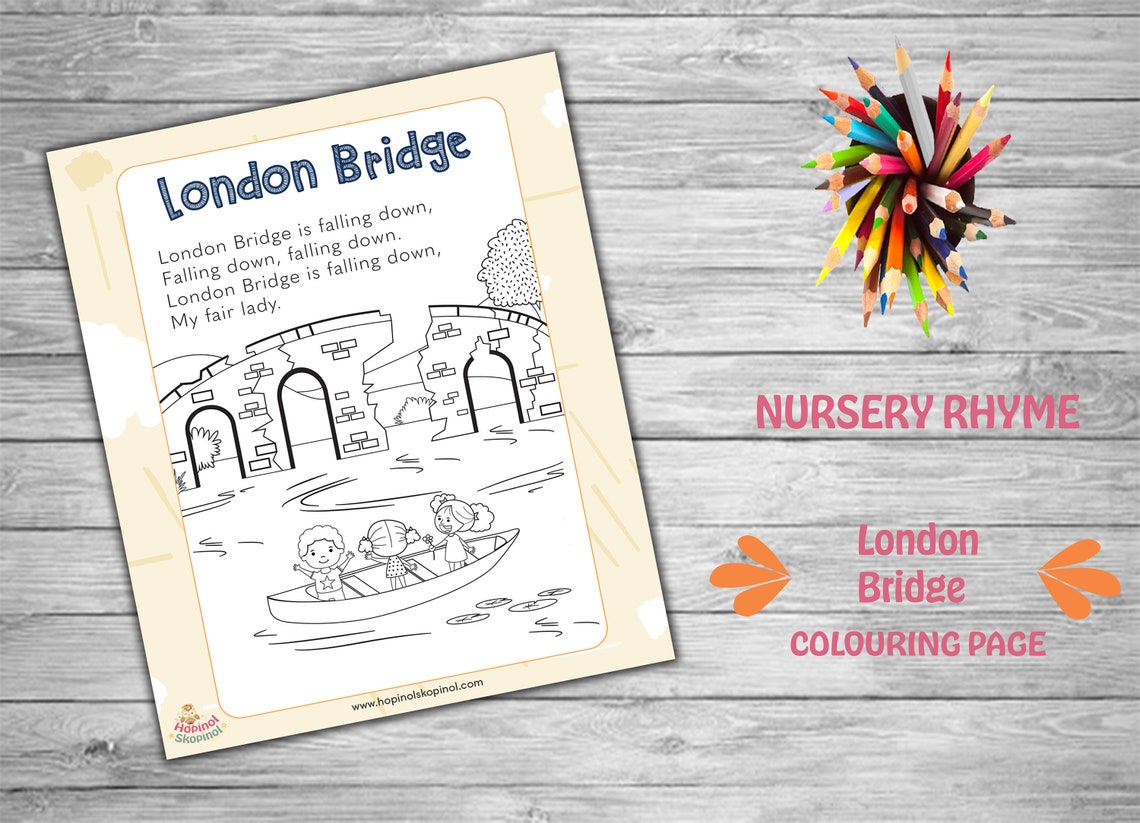 Nursery Rhyme Colouring Page London Bridge. Kindergarten - Etsy