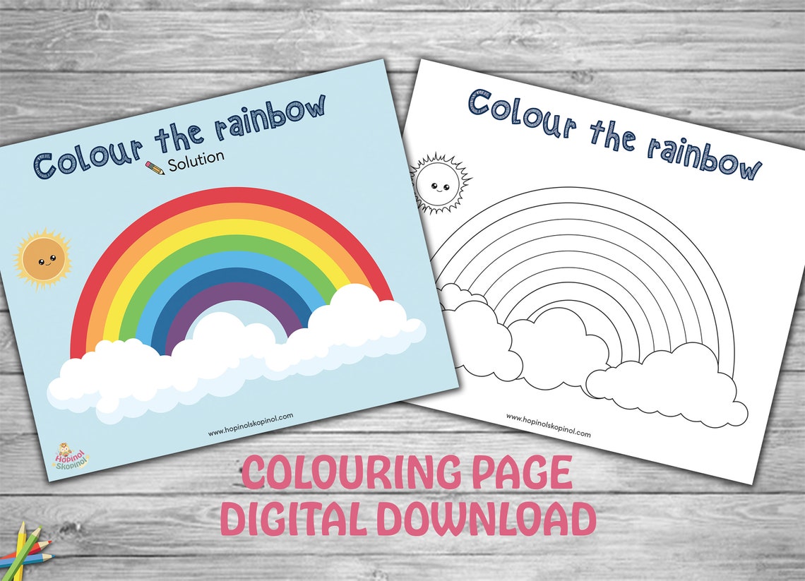 Colouring Page Printable Rainbow. Kids Colouring Page - Etsy