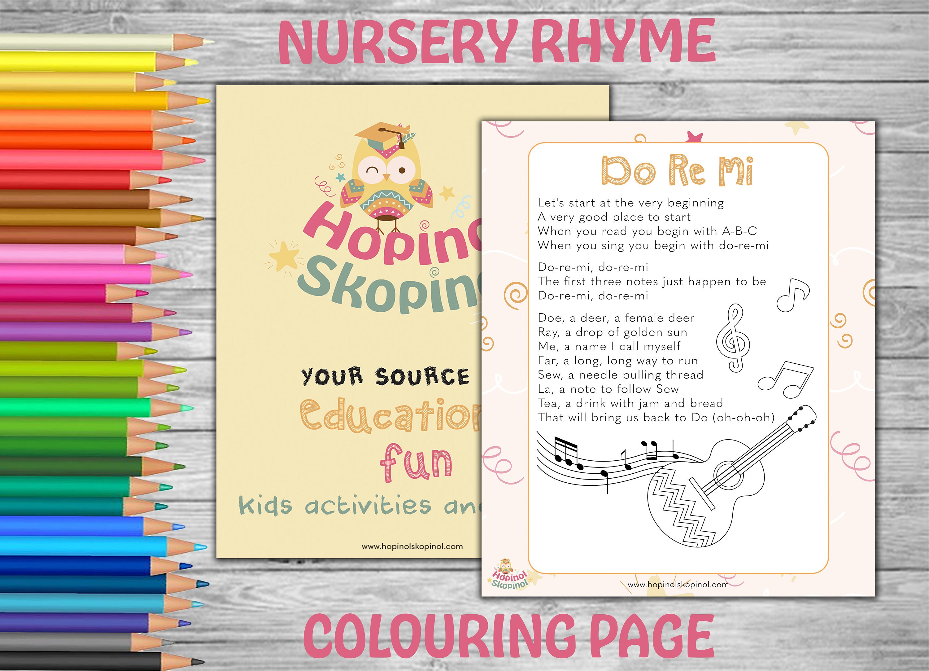 Nursery Rhyme Colouring Page Do Re Mi. Kids Colouring Page - Etsy España