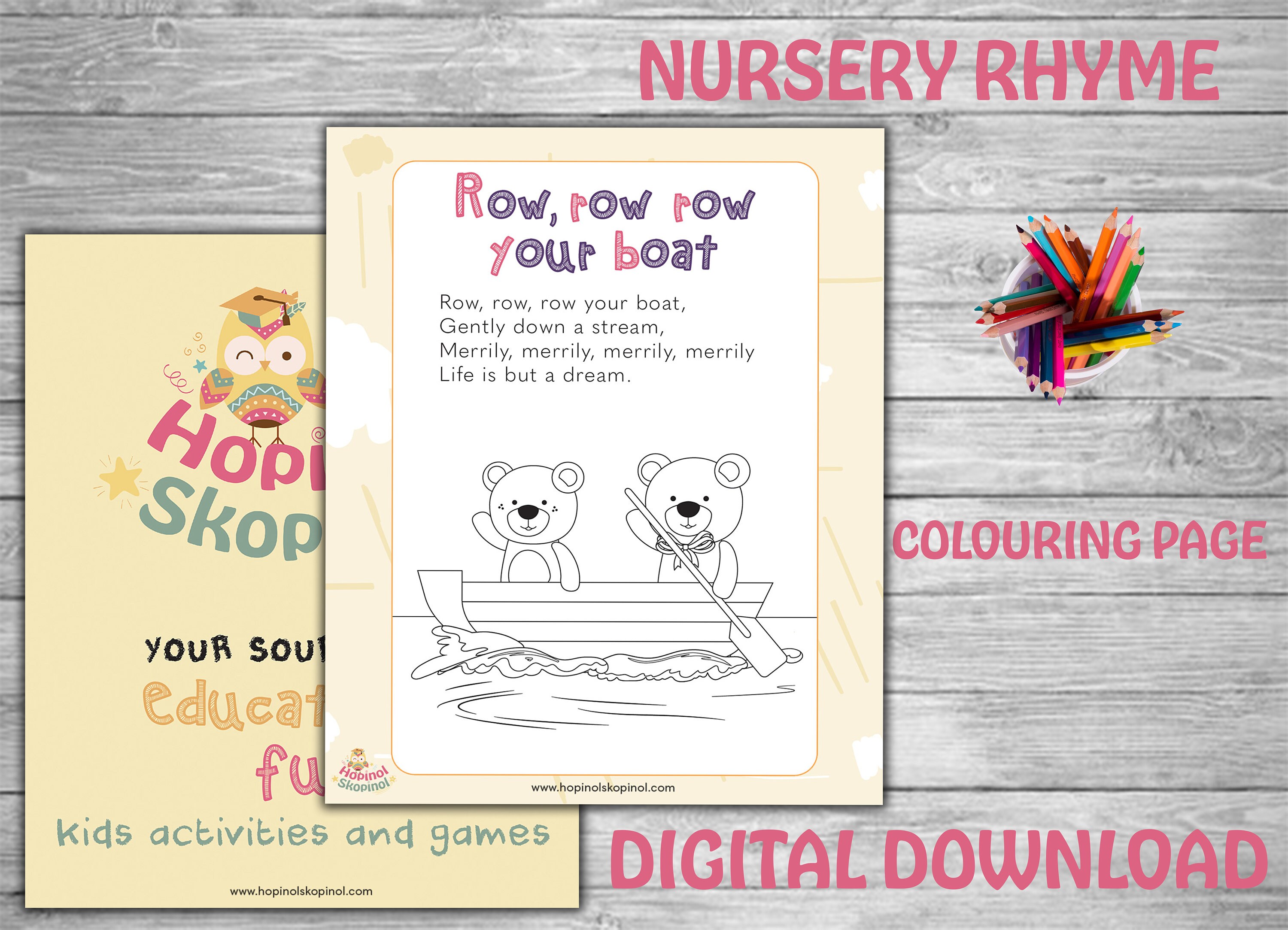 Nursery Rhyme Colouring Page Row Your Boat. Coloring Pages - Etsy