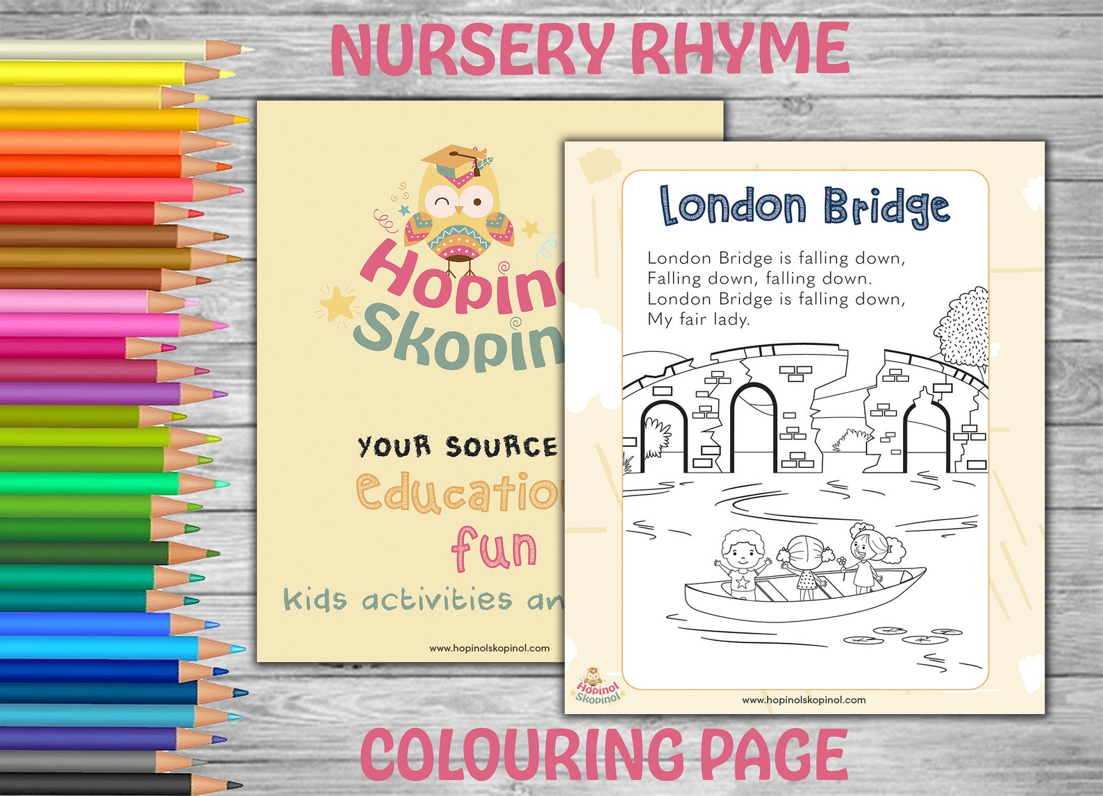 Nursery Rhyme Colouring Page London Bridge. Kindergarten - Etsy