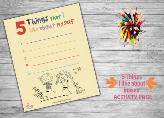 Activity Page Printable 5 Things I Like About Myself. Kids - Etsy