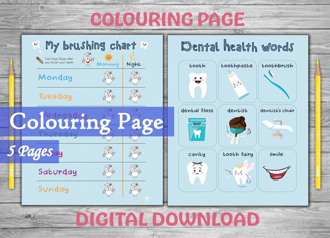 Colouring Page Printable My Brushing Chart. Kids Colouring Page ...