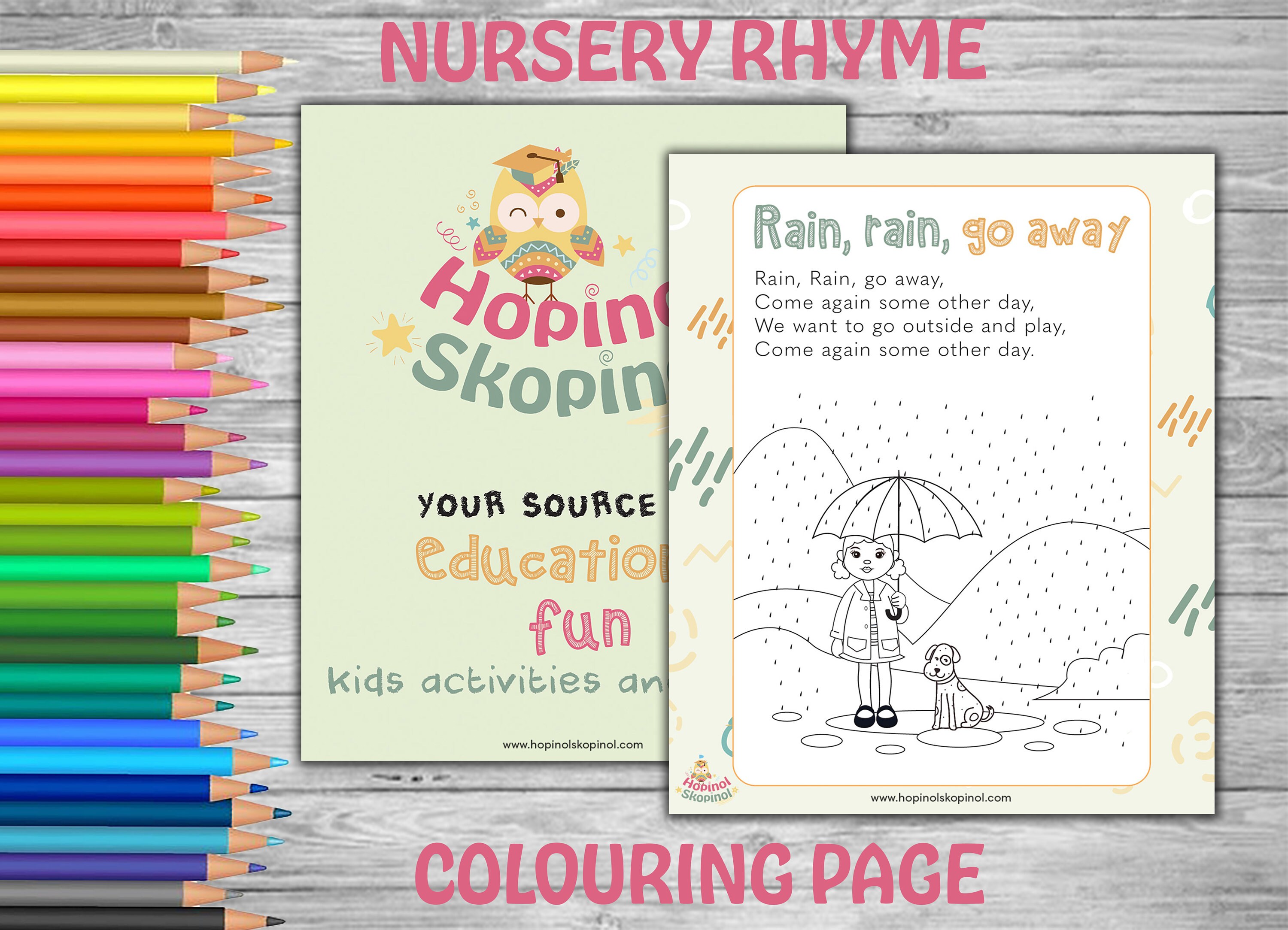 Nursery Rhyme Colouring Page Rain Rain Go Away. Kids Colouring Page ...