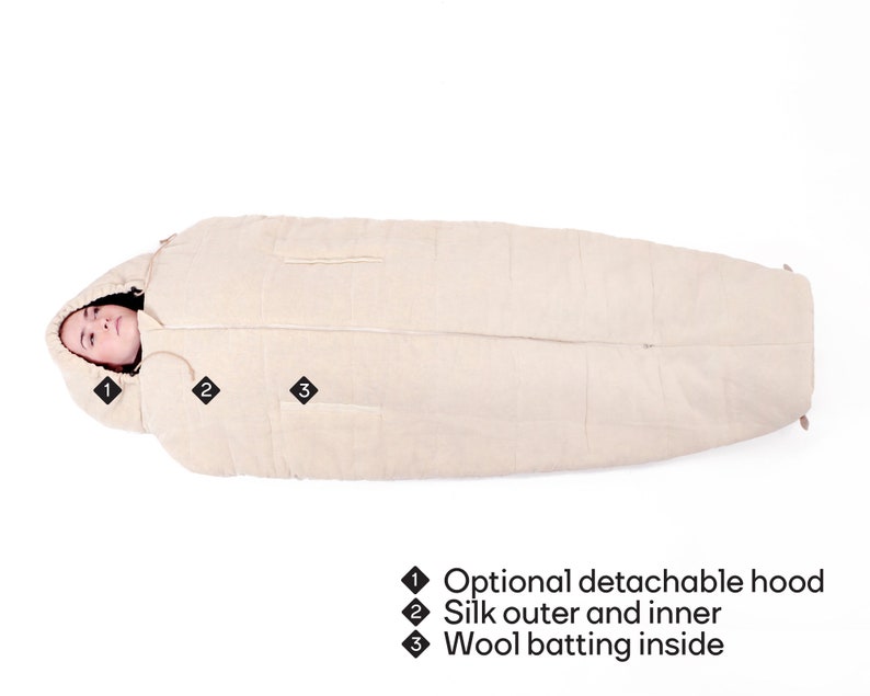 Trek Pro Extreme Wool Sleeping Bag / Silk Shell / Optional Etsy