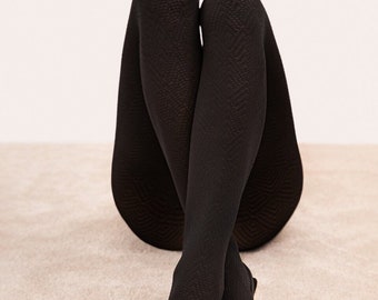 Patterned black tights SYMMETRIC 40 DEN beautiful design art