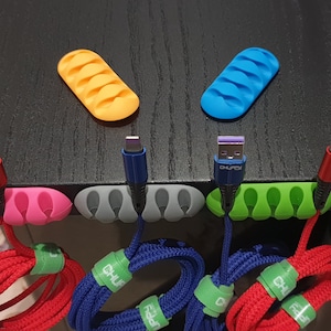 Colourful Tidy Desk USB Cable Holder Desk Organiser Management Clip Tie Gift