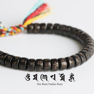 Handmade Tibetan Lucky Knot Mantra Bracelet made from coconut