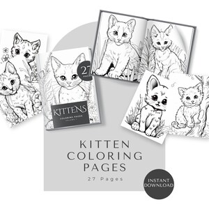 Adorable Kitten Coloring Pages, Set of 27 Printable Designs, Perfect for Mindset Relaxation, Ideal Cat Lovers Gift