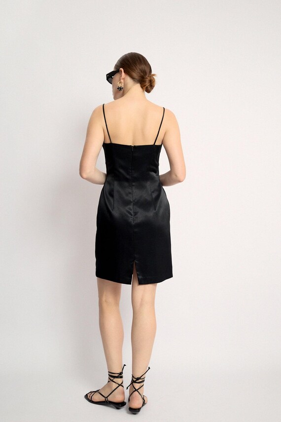 Vintage Little Black Dress  Satin Mini Dress With Thin Straps, Classic 90s  Cocktail Style, Size 36 - Etsy