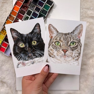 Custom Watercolor Pet Painting, A6, Hand Painted, Dog Portrait, Cat Portrait, Pet Portrait, Pet painting, Mini Painting, Original Art