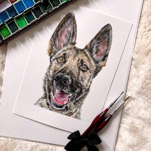 Custom Watercolor Pet Painting, A5, Hand Painted, Dog Portrait, Cat Portrait, Pet Portrait, Pet Memorial, Gift, Original Art