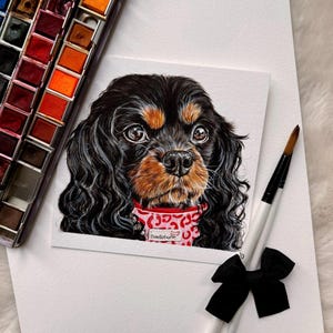 Custom Watercolor Pet Painting, 13x13cm , Hand Painted, Dog Portrait, Cat Portrait, Pet Portrait, Pet Memorial, Hand Painted, Gift
