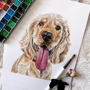 Custom Watercolor Pet Painting, A4, Hand Painted, Dog Portrait, Cat Portrait, Pet Portrait, Pet Memorial, Gift, Original Art