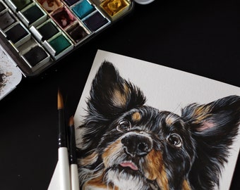 Custom Watercolor Pet Portraits, 13x13cm , Custom Hand Painted, Dog Portrait, Cat Portrait, Pet Portrait, Pet Memorial, Hand Painted