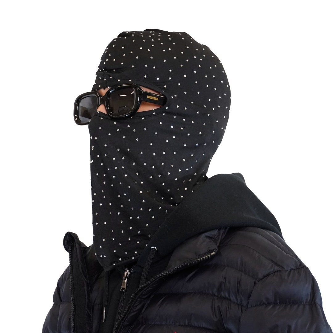 Rhinestone Balaclava Ski Mask Face Mask, Small Gem Iced Out Balaclava