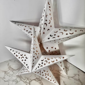 Papieren ramadan- en eid-sterlantaarns (2 stuks) – wassende maan, sterdecor – islamitische kerstversiering ramadan tafel- en feestdecor