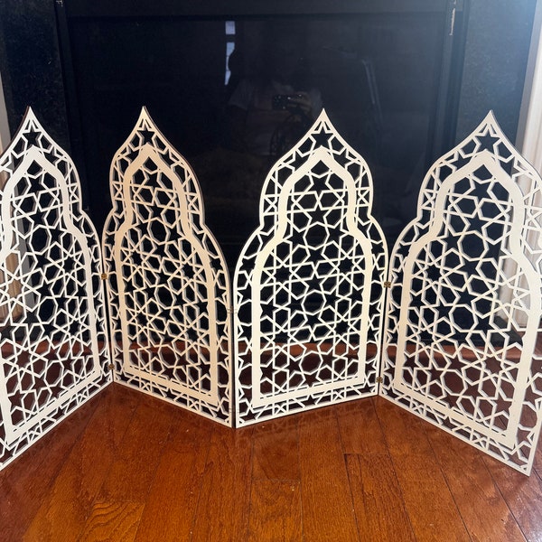 Four panel Mosque Door wood decor. Four connected panels. Ramadan Eid Decoration, Ramadan gift, Ramadan table decor