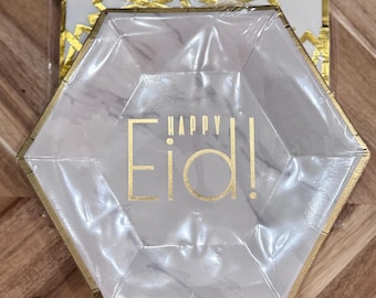 Lot d'assiettes et de serviettes en papier Happy Eid (lot de 12 assiettes, 25 serviettes)