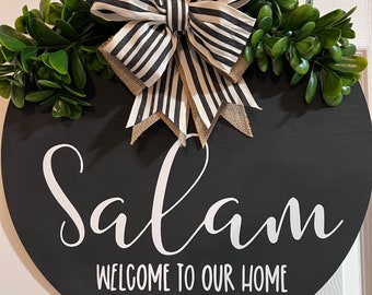 Couronne de bienvenue Salam - Décoration de porte Assalamu Aleikum - Décoration d'intérieur musulmane